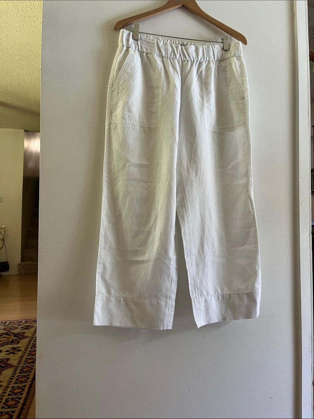 Talbots White Capris Linen Cotton Wide Leg MEDIUM NWT